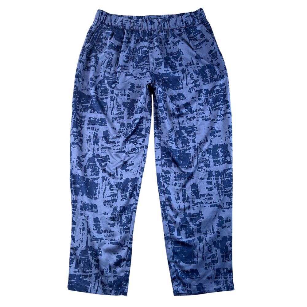 H by Halston Printed Pull On Pants Blue Abstract Straight Leg Women’s 14
